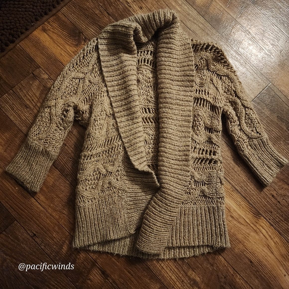 Express Sweaters - EXPRESS TAN CHUNKY WOOL KNIT OPEN FRONT CARDIGAN XS ☆